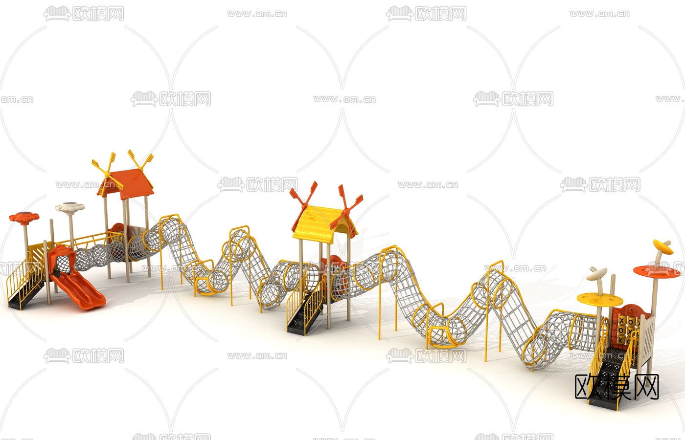 现代儿童滑梯爬网3d模型下载