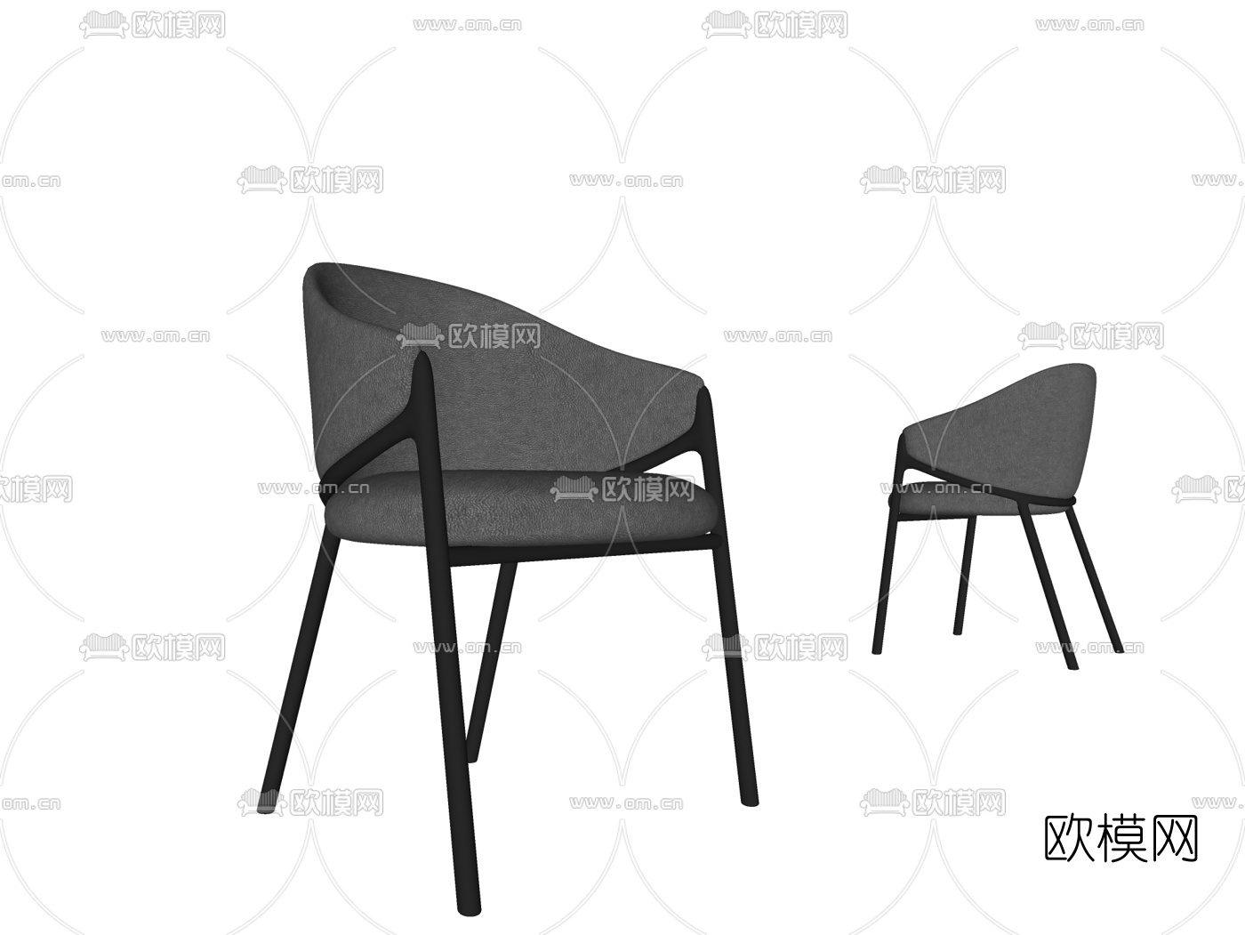 现代皮革单椅su模型下载