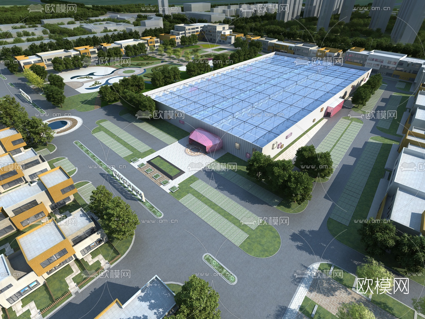 现代苗木交易市场鸟瞰规划3d模型