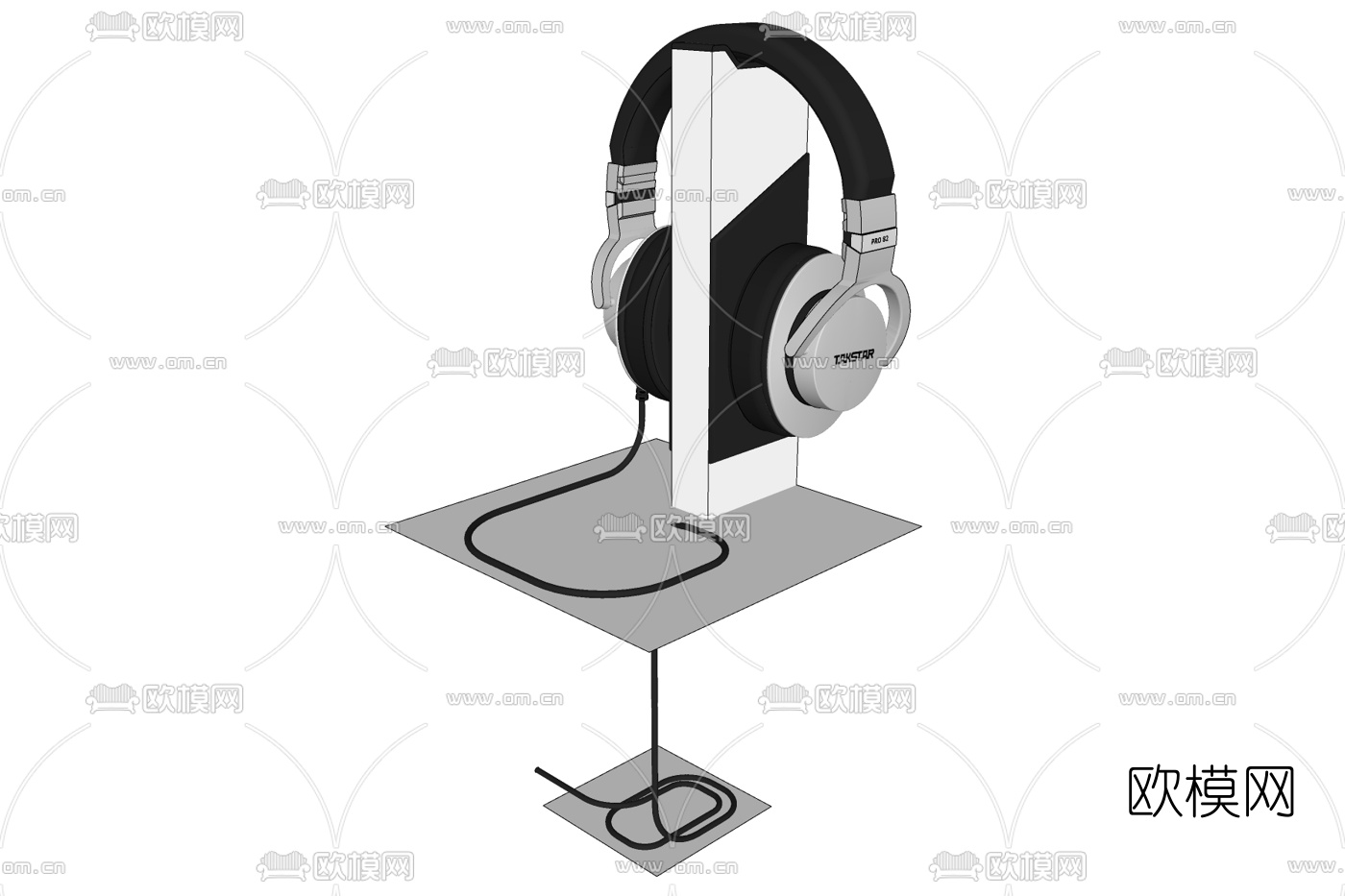 现代头戴式耳机免费su模型下载