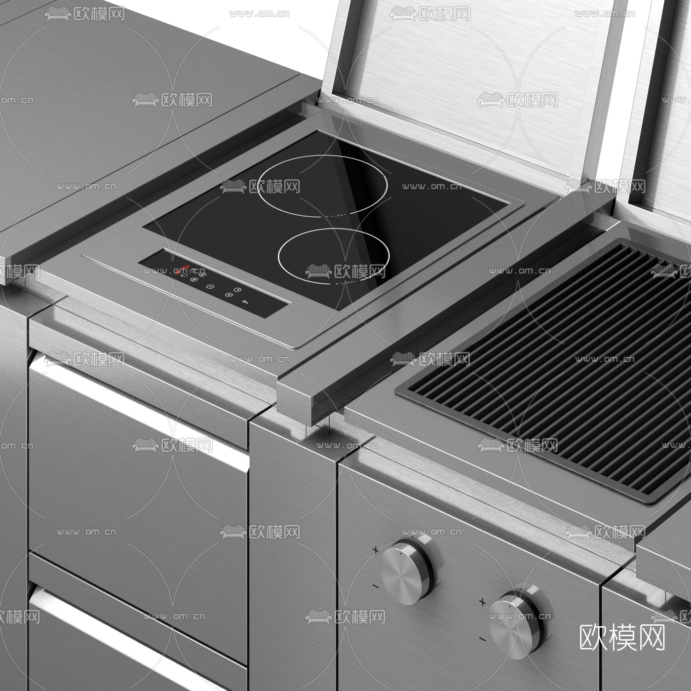 现代厨房操作台3d模型下载（渲染图2）