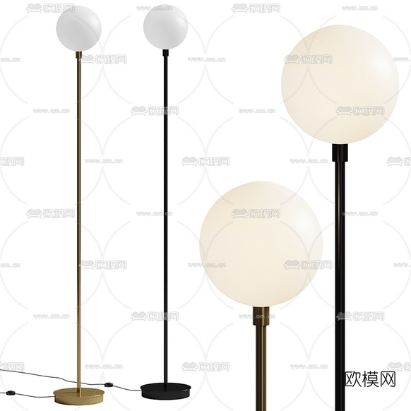 现代金属球形落地灯3d模型下载