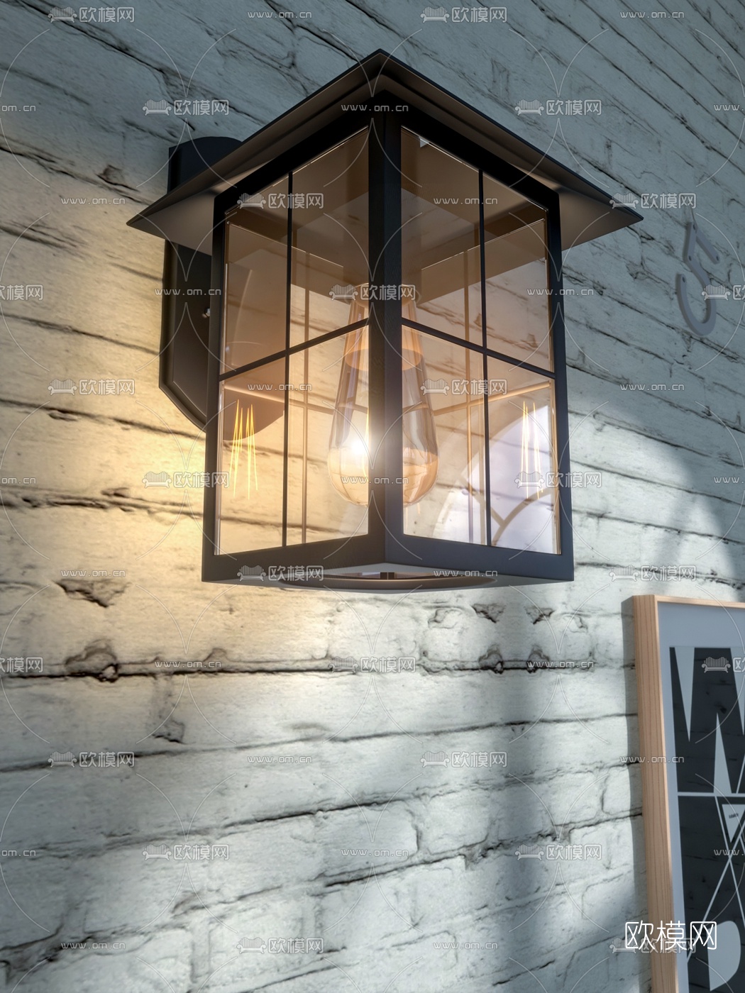 工业风铁艺壁灯3d模型下载（渲染图8）