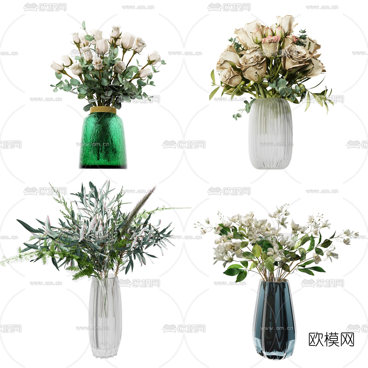 现代花瓶插花3d模型下载