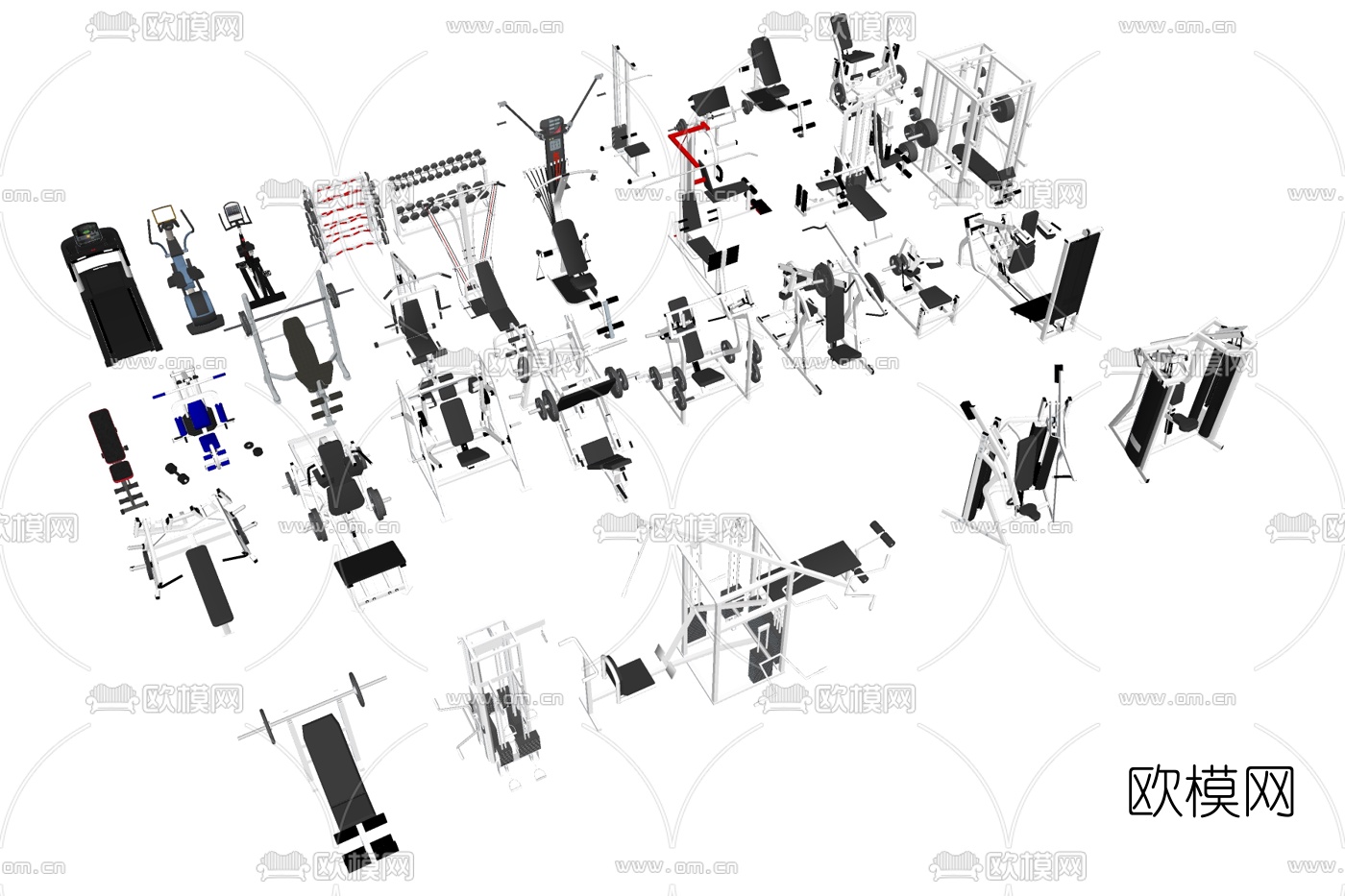 现代健身器材su模型下载