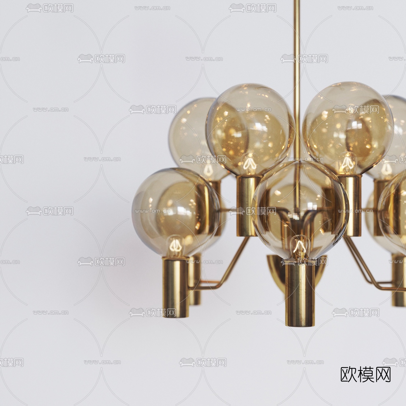 现代金属多头吊灯3d模型下载（渲染图3）