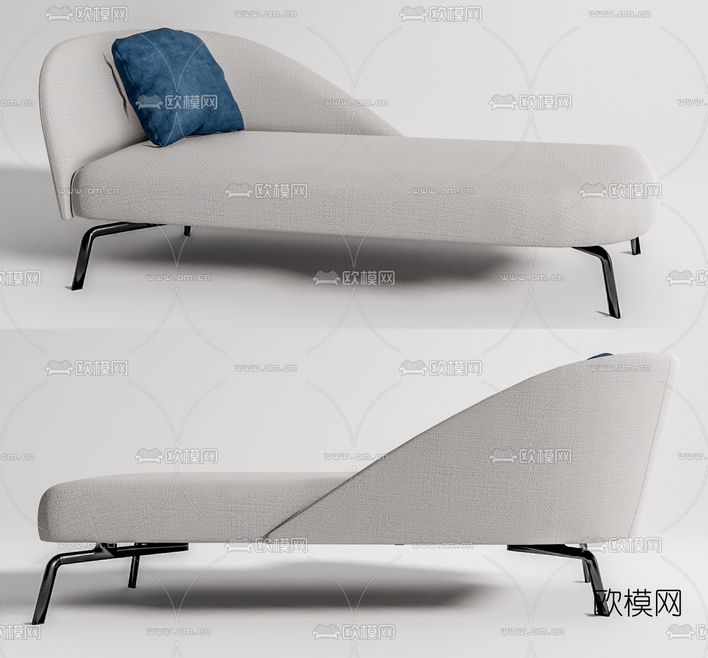 现代布艺贵妃椅su模型下载（渲染图1）