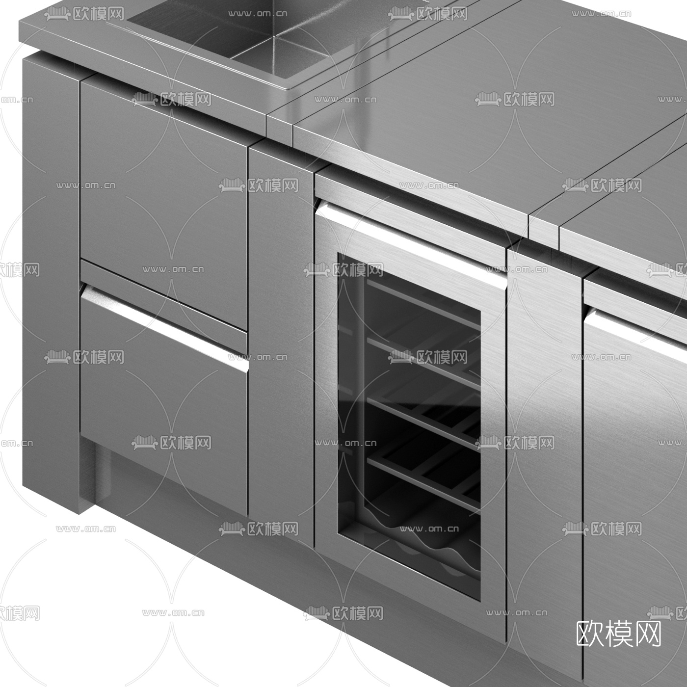 现代厨房操作台3d模型下载（渲染图3）
