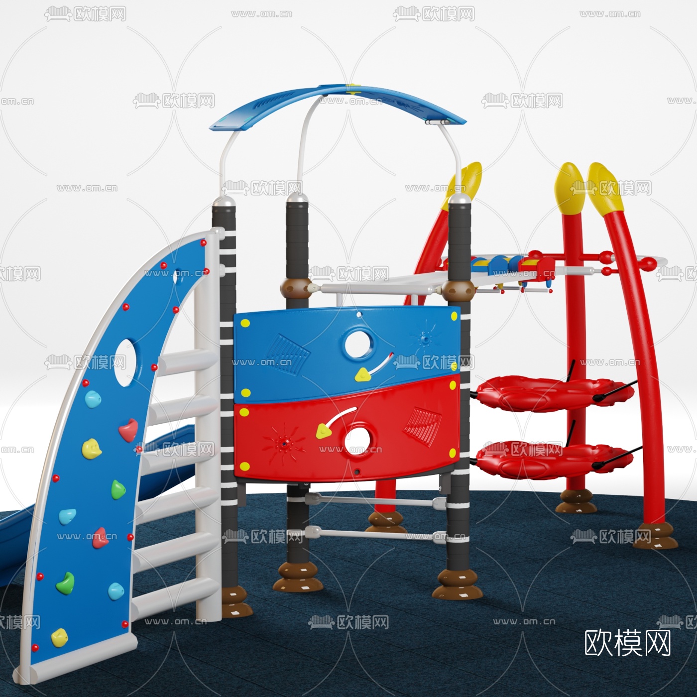 现代简易组合儿童滑梯滑索3d模型