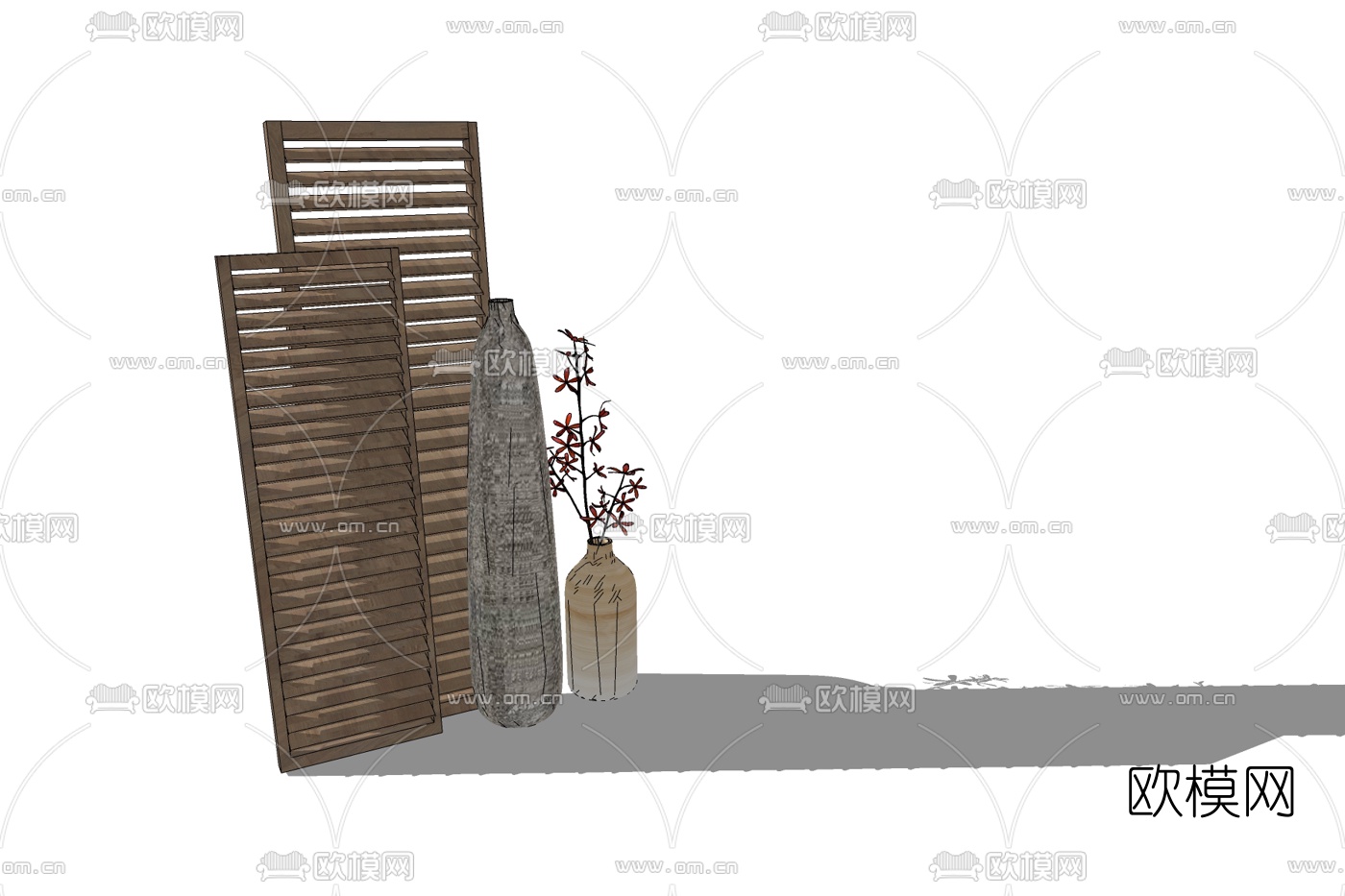 现代花瓶花卉免费su模型下载