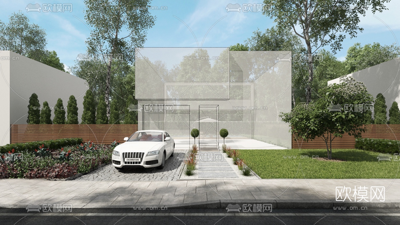 现代别墅街道景观3d模型