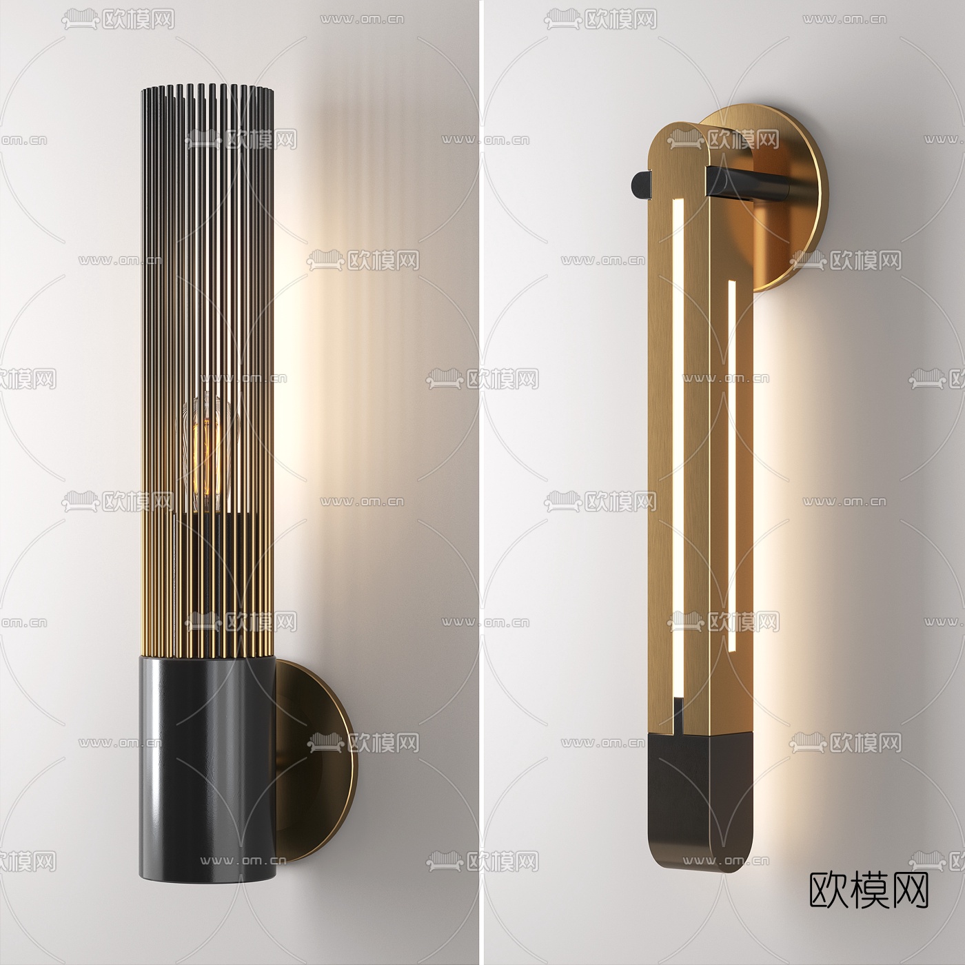 现代金属管状壁灯3d模型