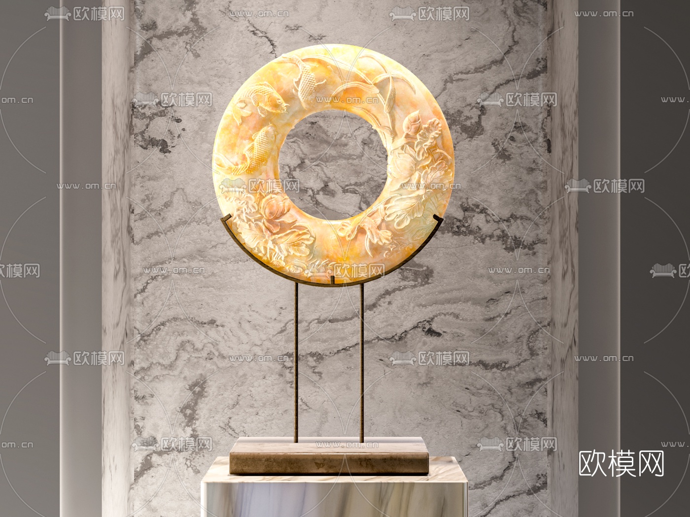 新中式玉石平安扣摆件3d模型下载