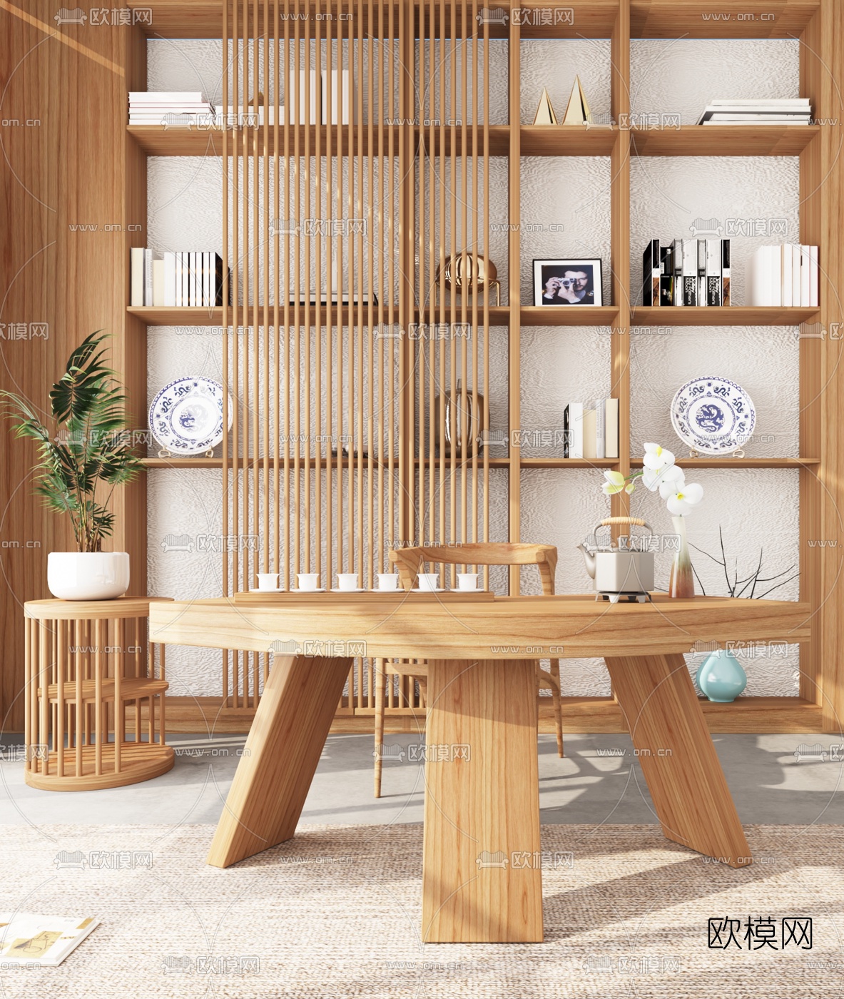 北欧简约书房su模型下载（渲染图2）