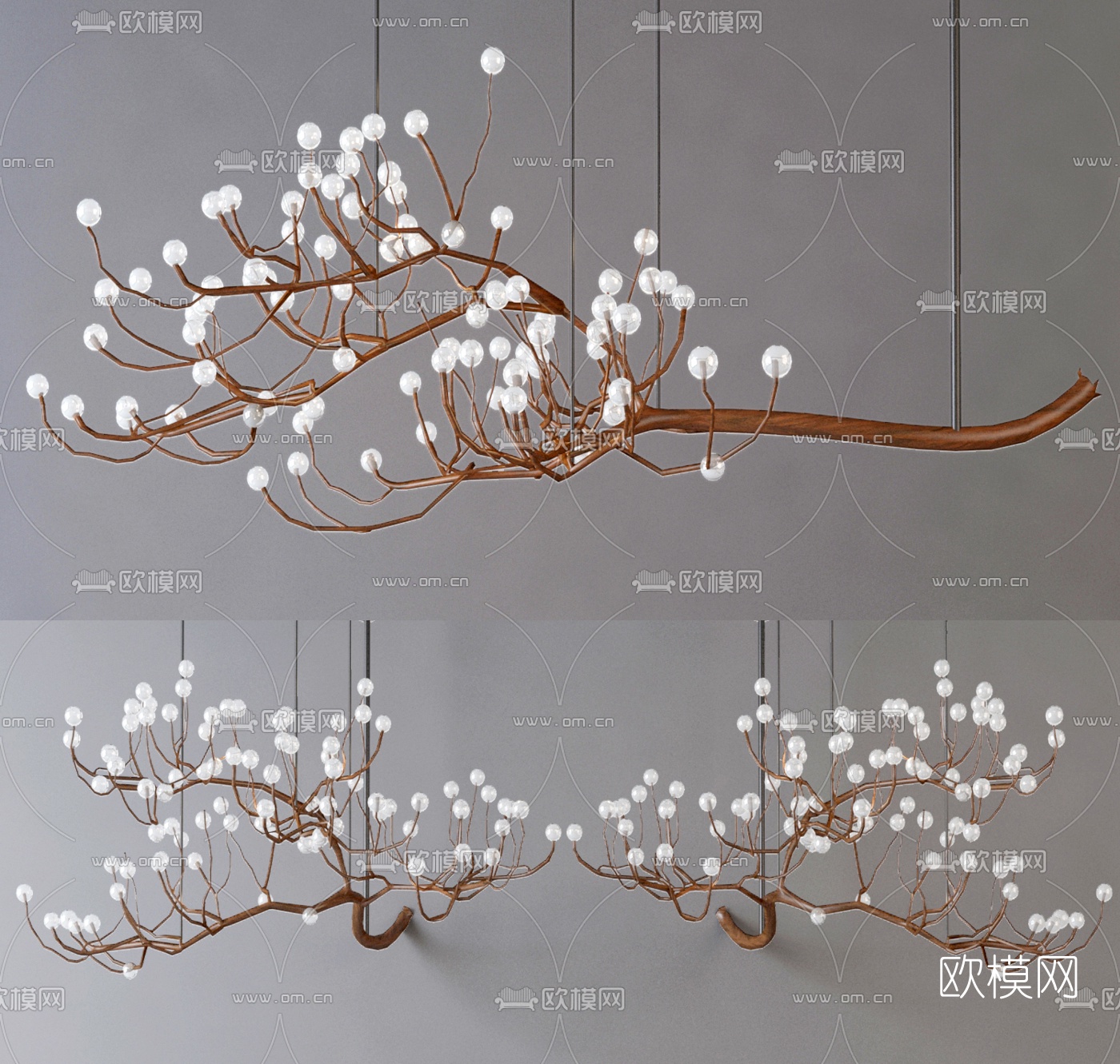 北欧树枝装饰吊灯3d模型下载（渲染图1）