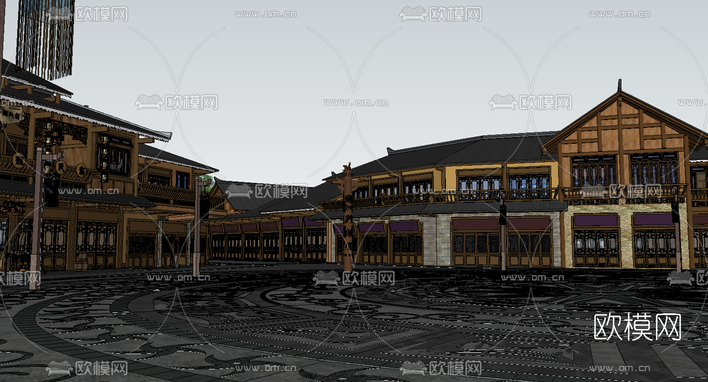 中式苗寨小镇su模型下载（渲染图5）