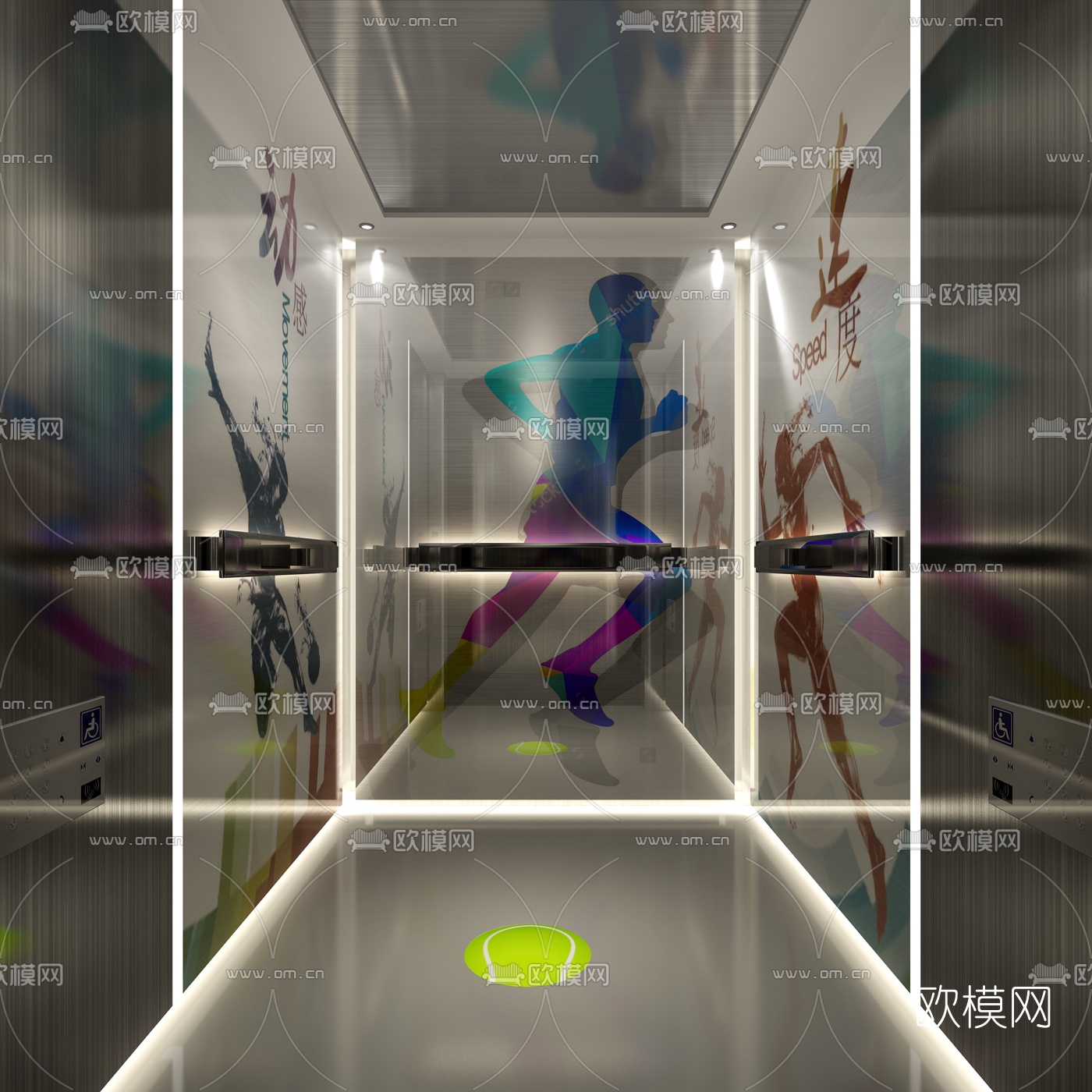 现代电梯轿厢免费3d模型下载