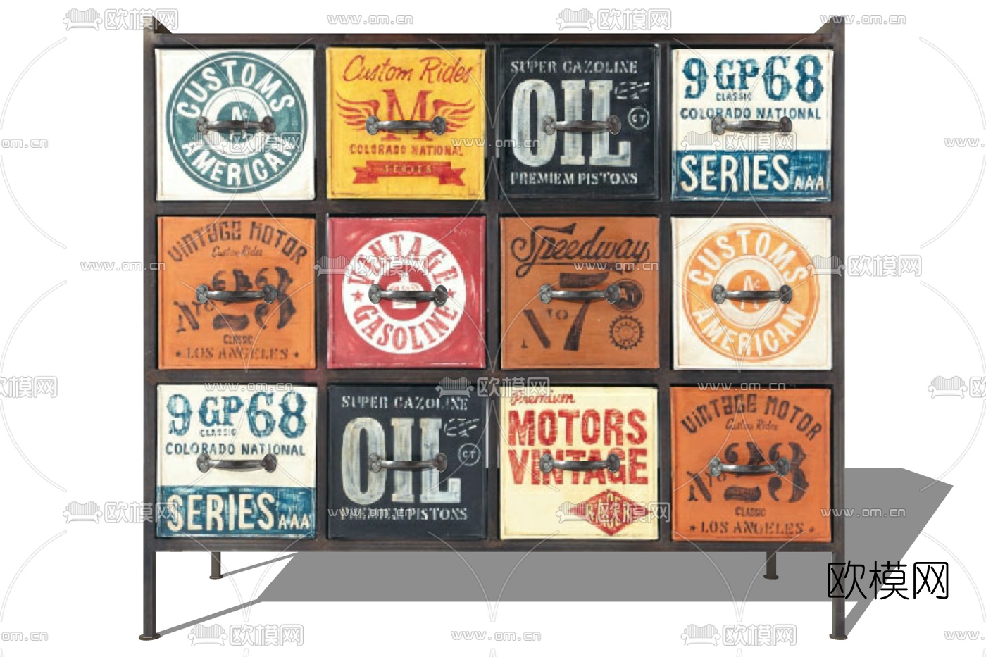 工业风实木斗柜su模型下载