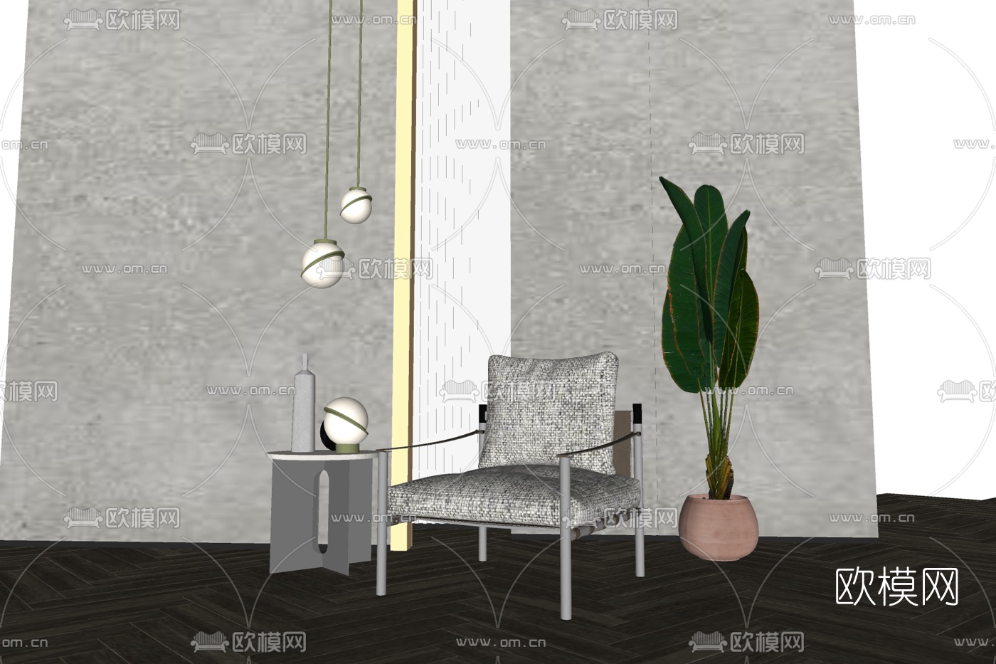 现代布艺休闲椅su模型
