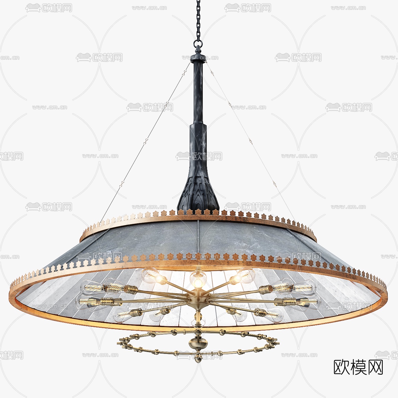 欧式金属吊灯3d模型