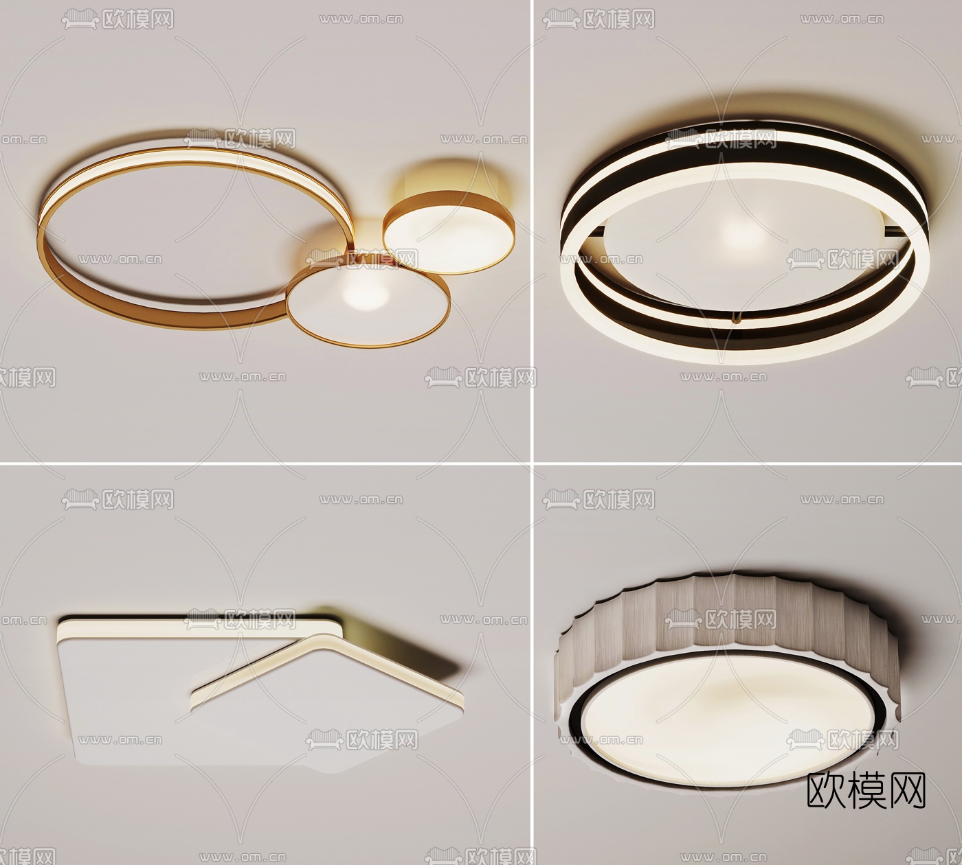 现代时尚吸顶灯3d模型下载（渲染图1）