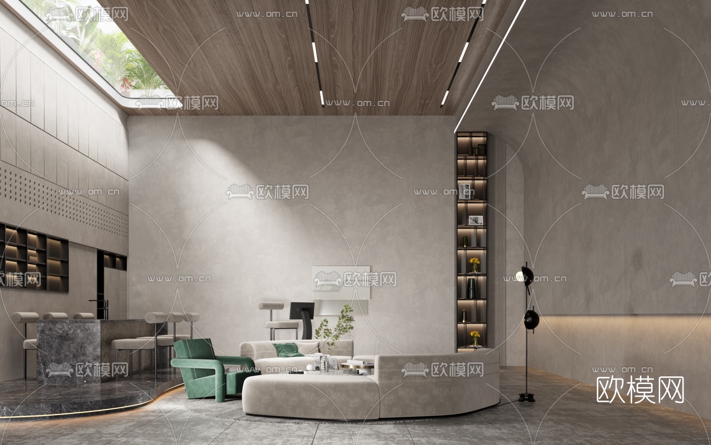 现代别墅负一楼休息室3d模型