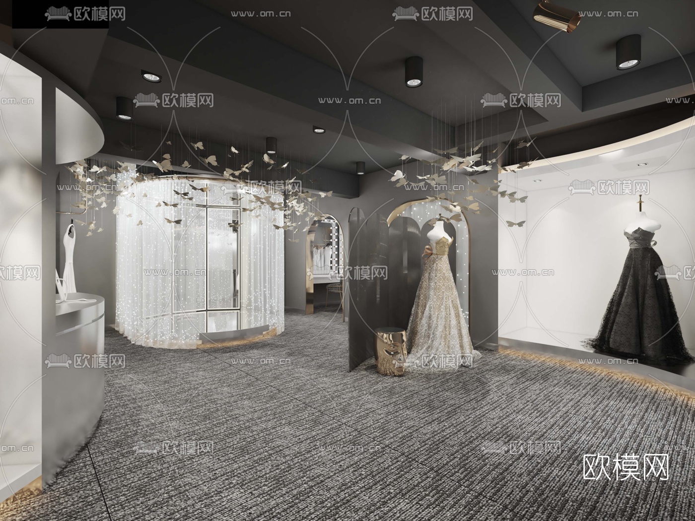 现代轻奢婚礼婚纱店3d模型