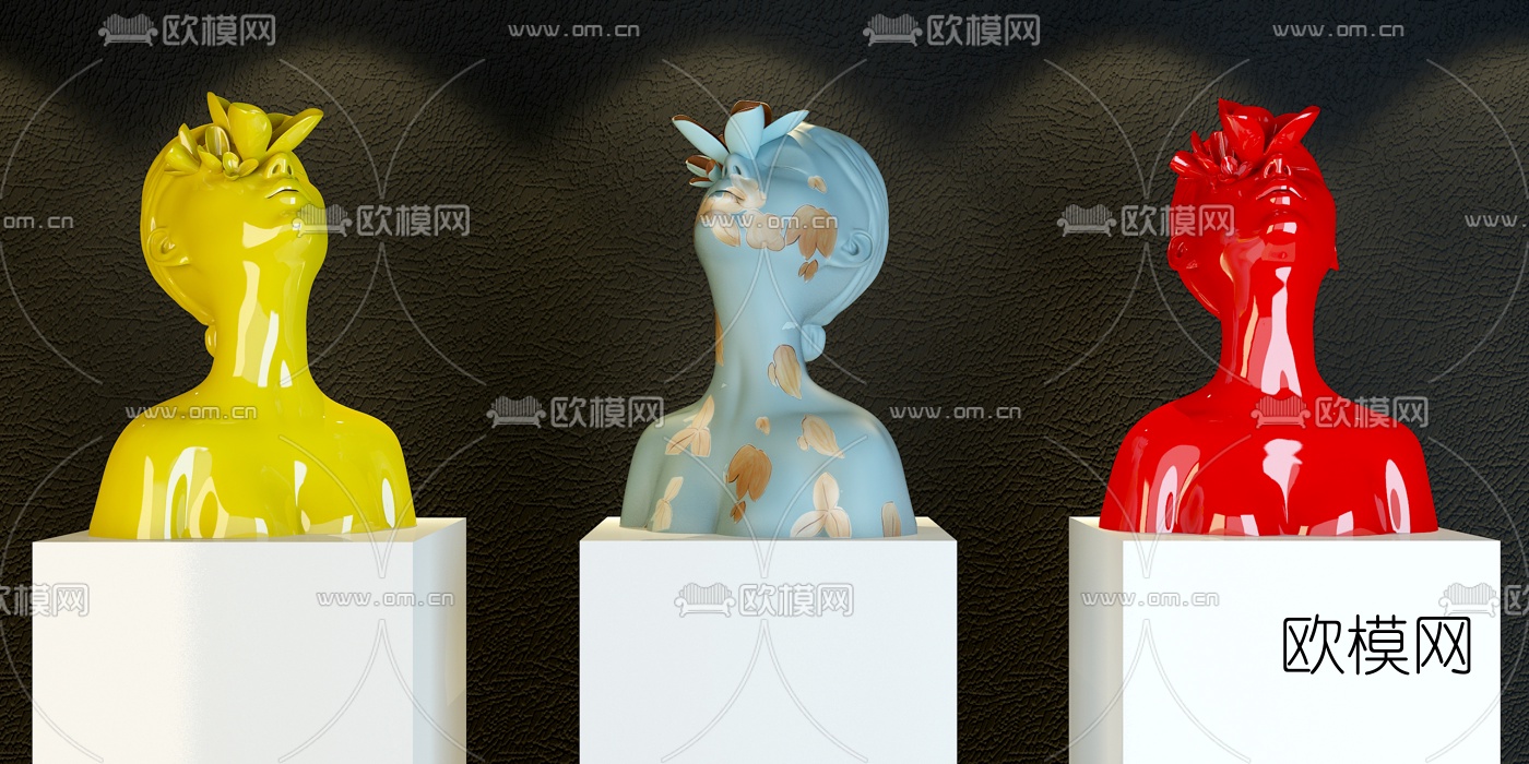 现代女孩雕塑3d模型