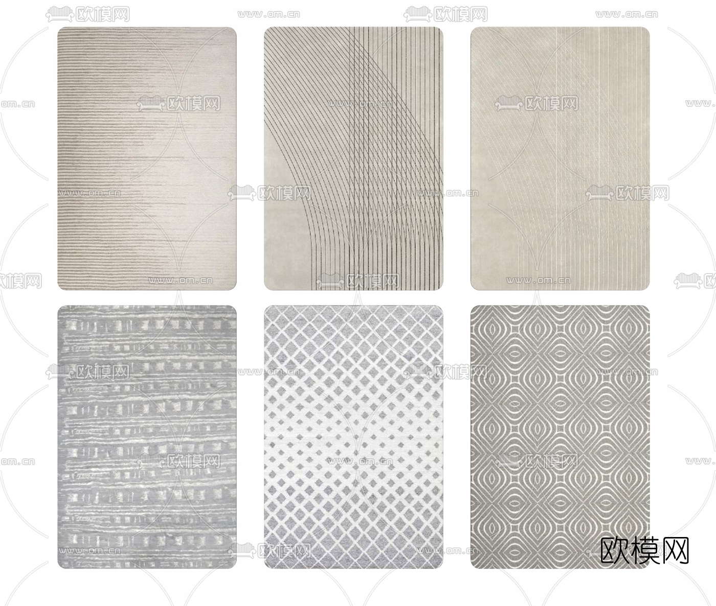 现代布艺地毯su模型下载