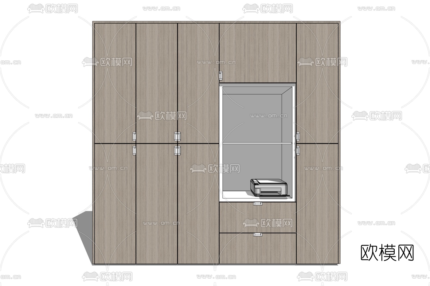现代实木衣柜免费su模型下载