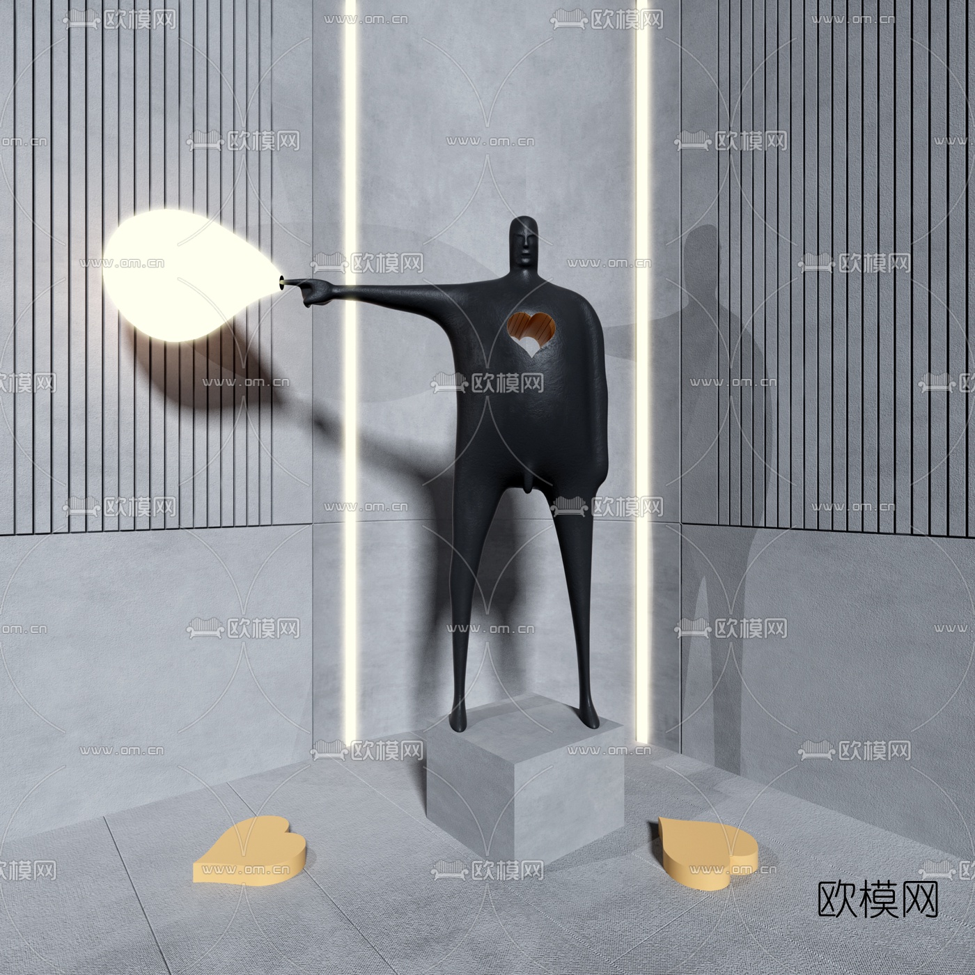 现代人物雕塑3d模型