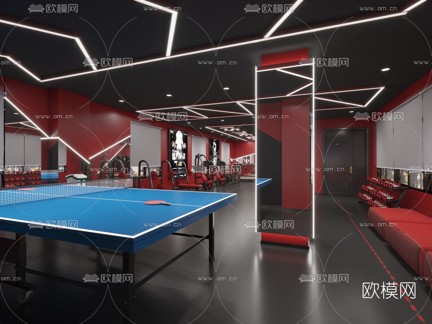 工业风健身房3d模型