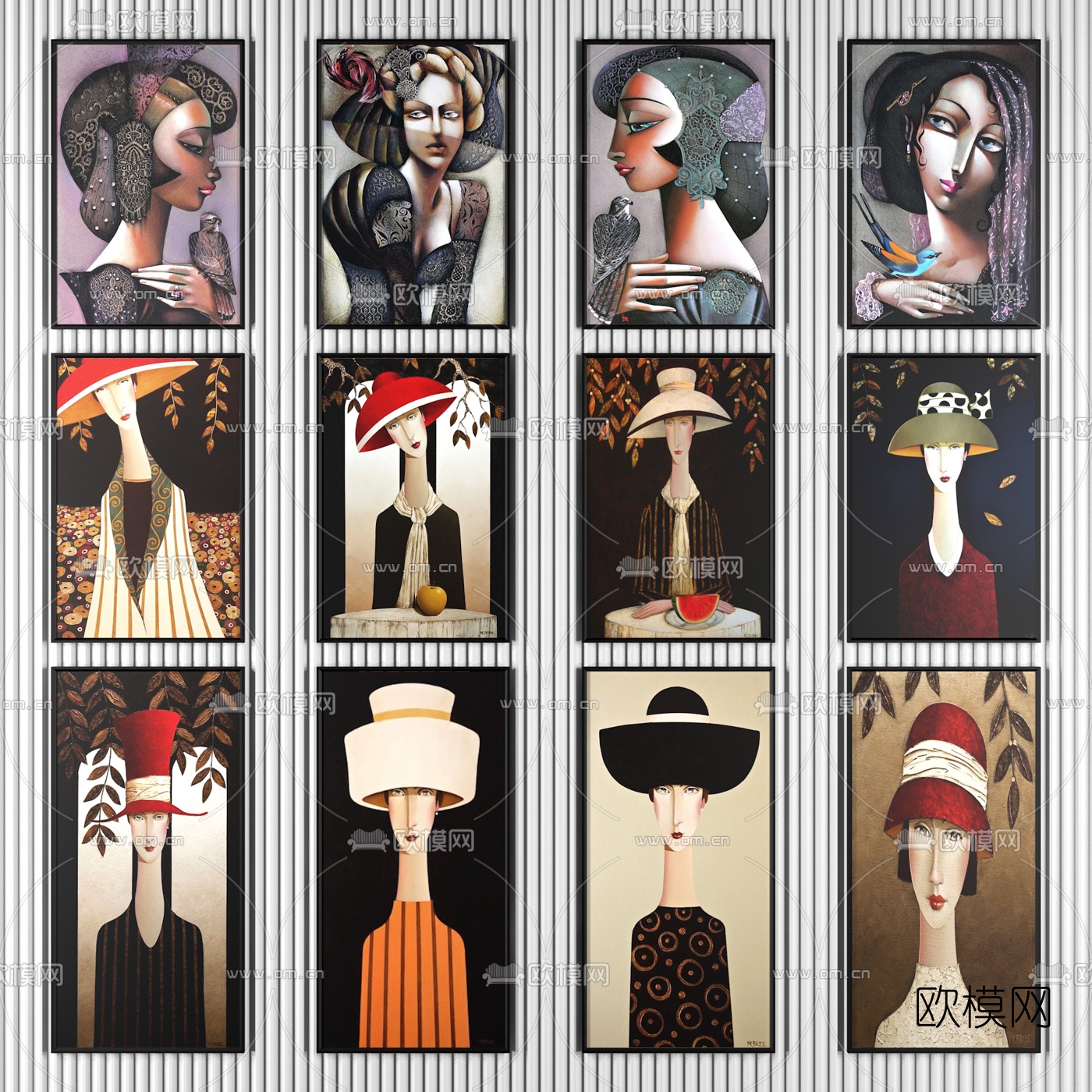 现代人物艺术装饰画3d模型