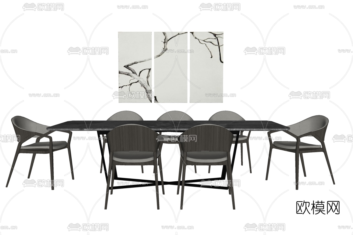现代餐桌椅su模型下载