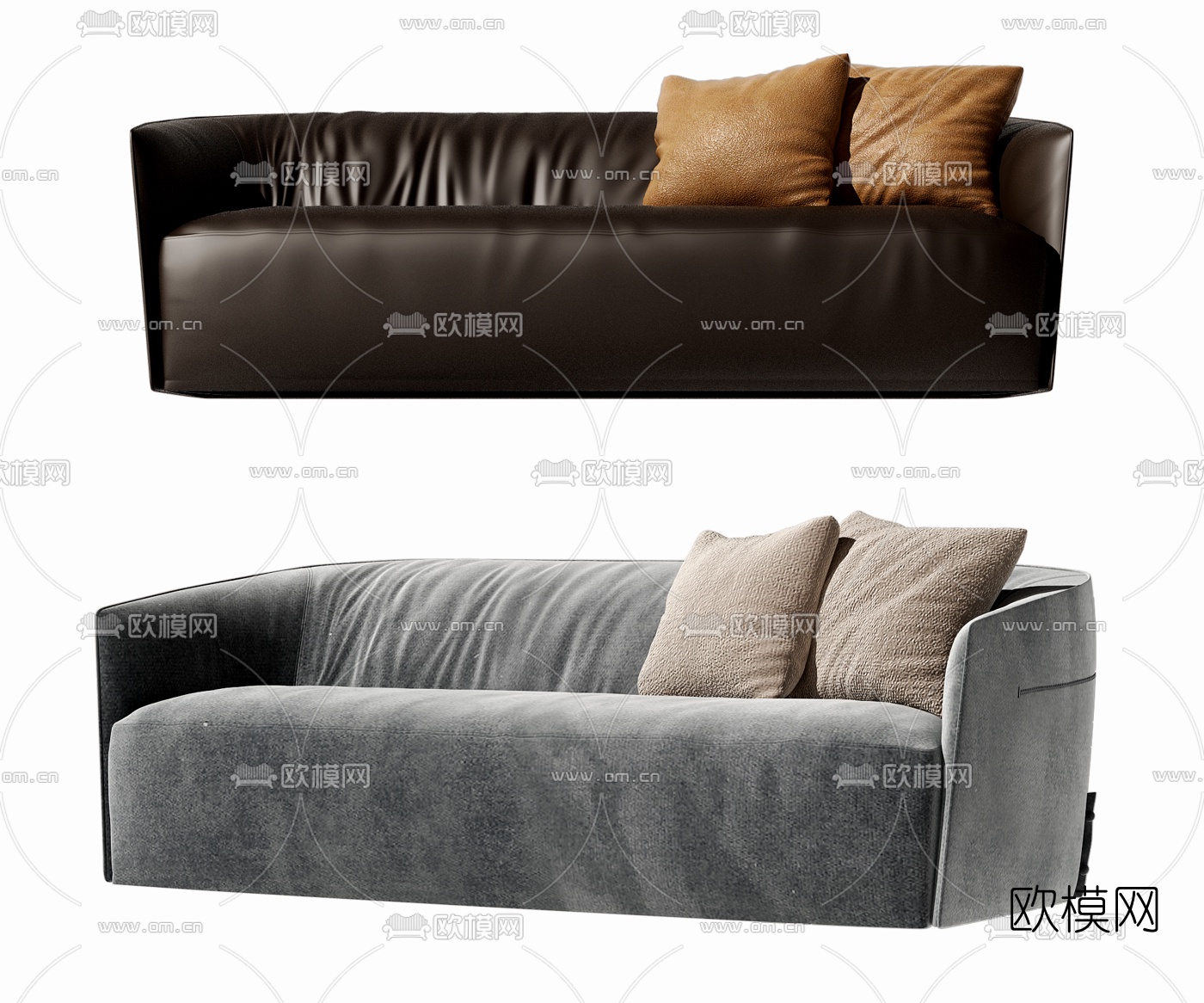 现代布艺多人沙发3d模型下载