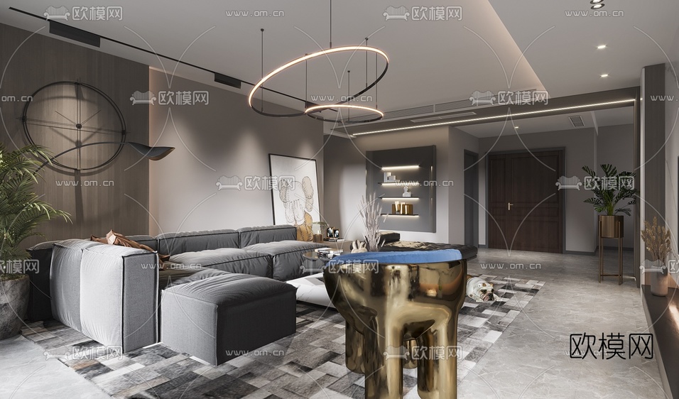 现代客厅3d模型下载(渲染图3)