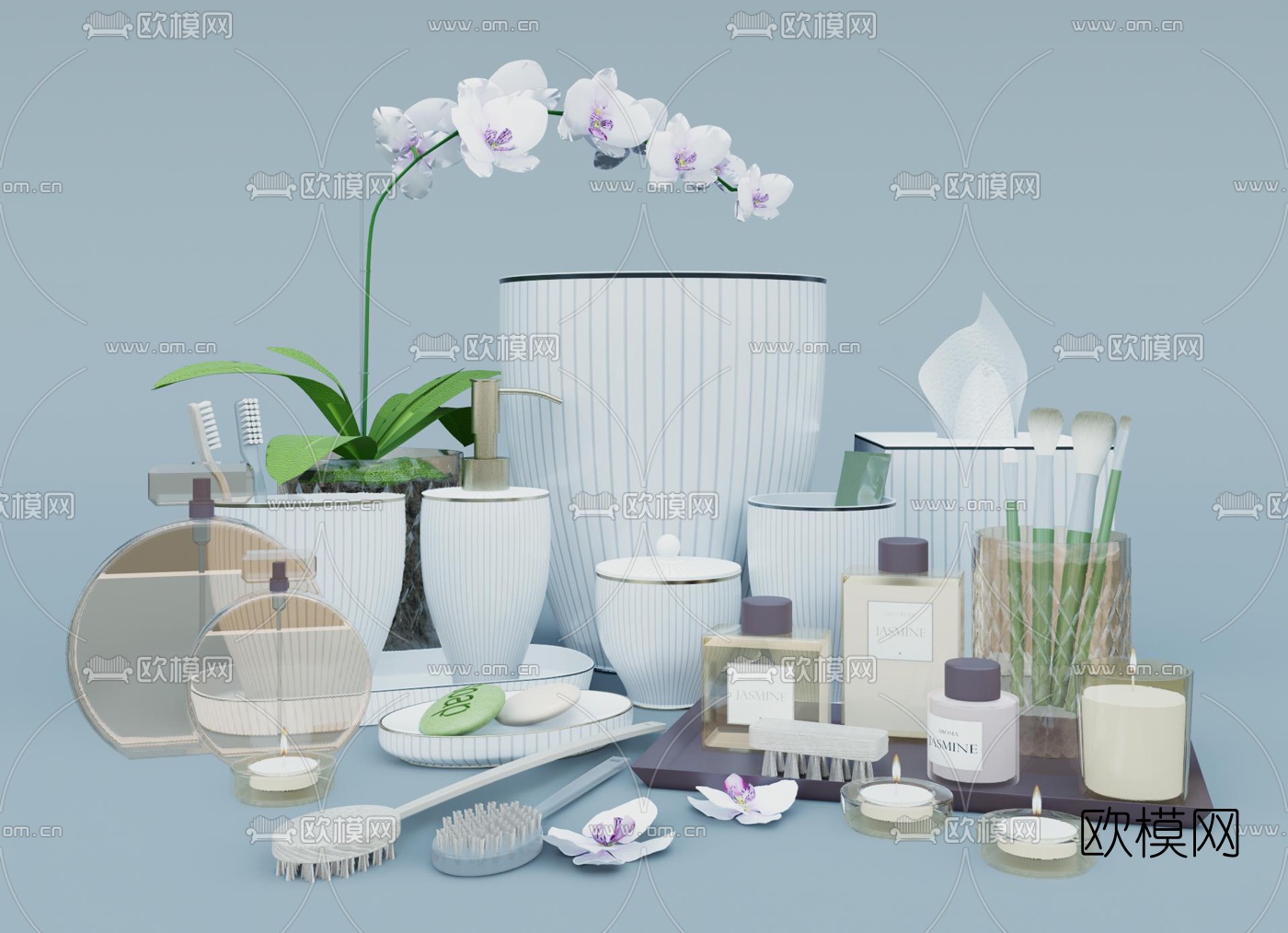 现代牙刷香水摆件su模型下载（渲染图1）