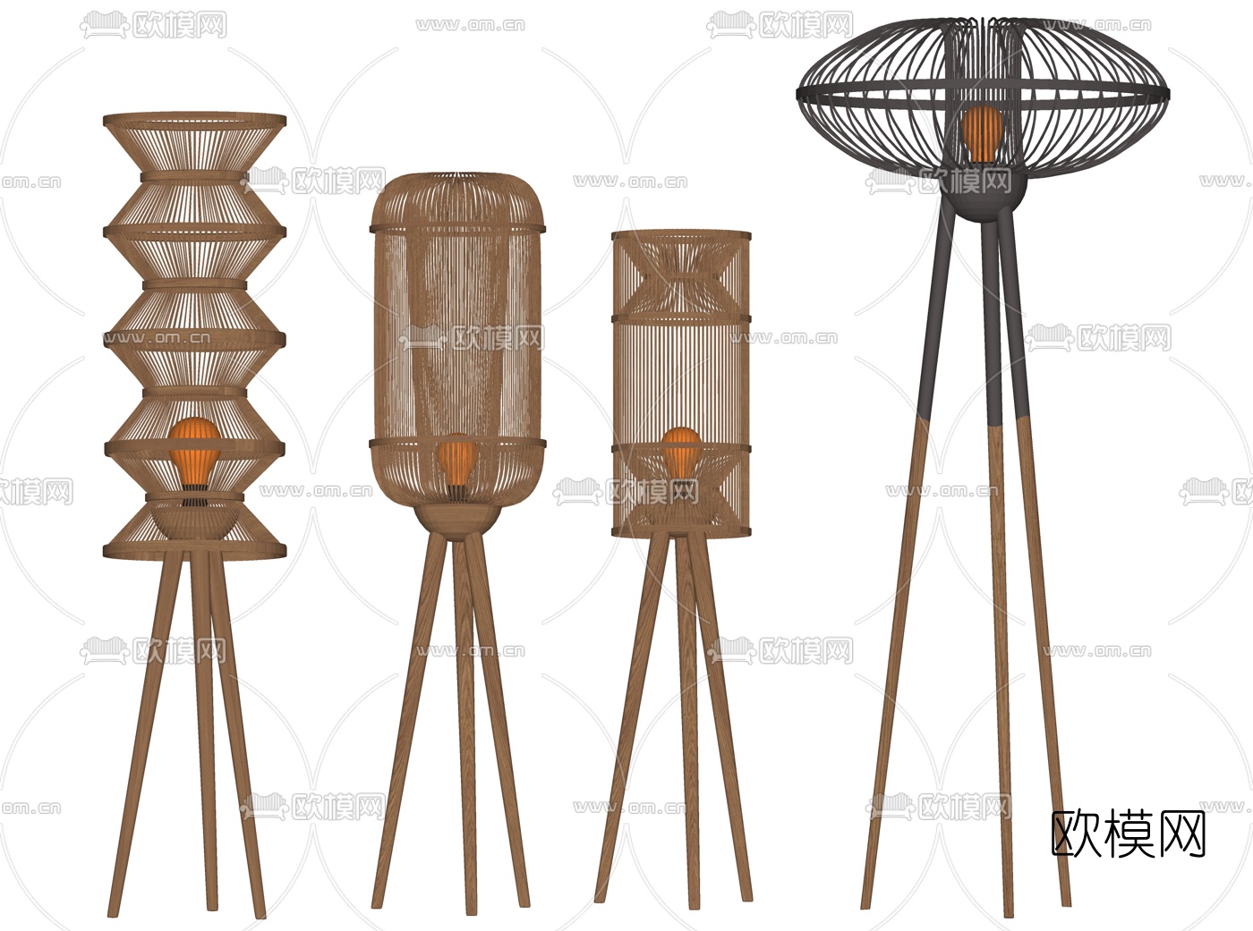新中式落地灯su模型下载（渲染图2）