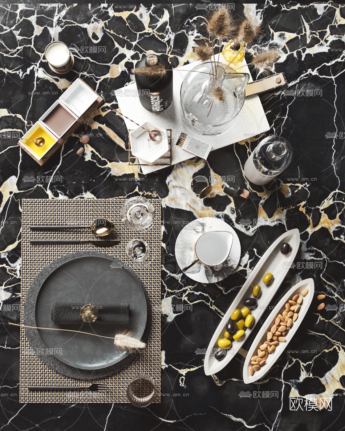 北欧刀叉杯碟西餐餐具3d模型下载