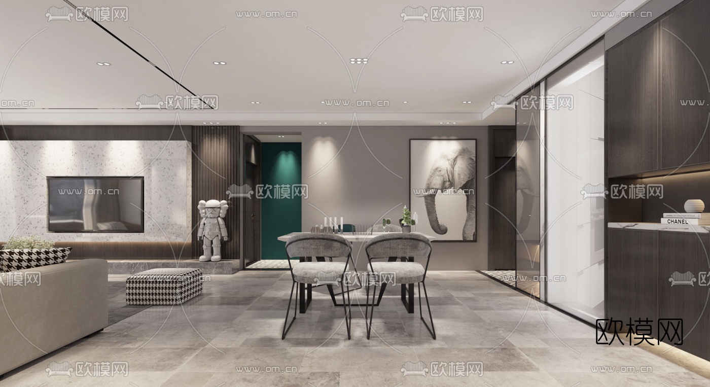 现代简约客餐厅3d模型