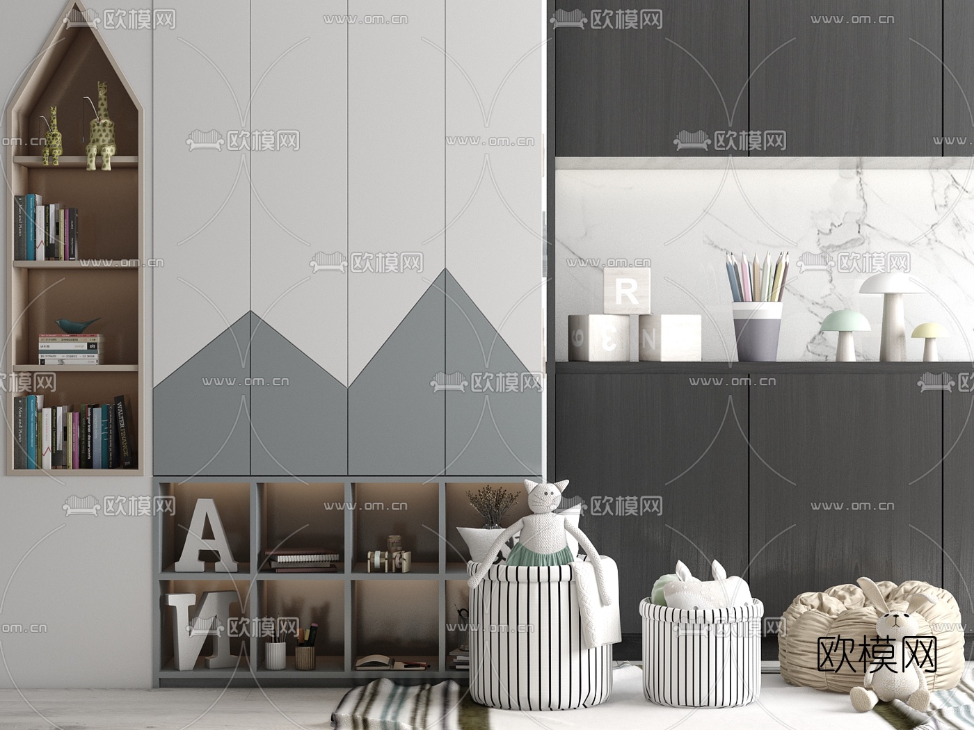 北欧简约儿童柜3d模型