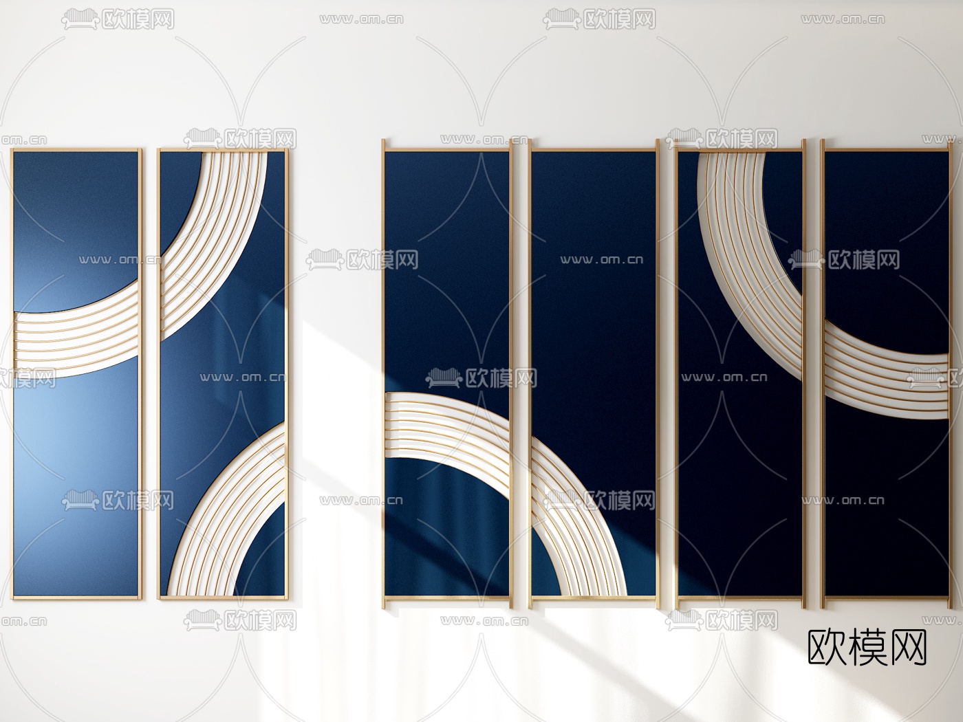 现代轻奢屏风隔断3d模型下载
