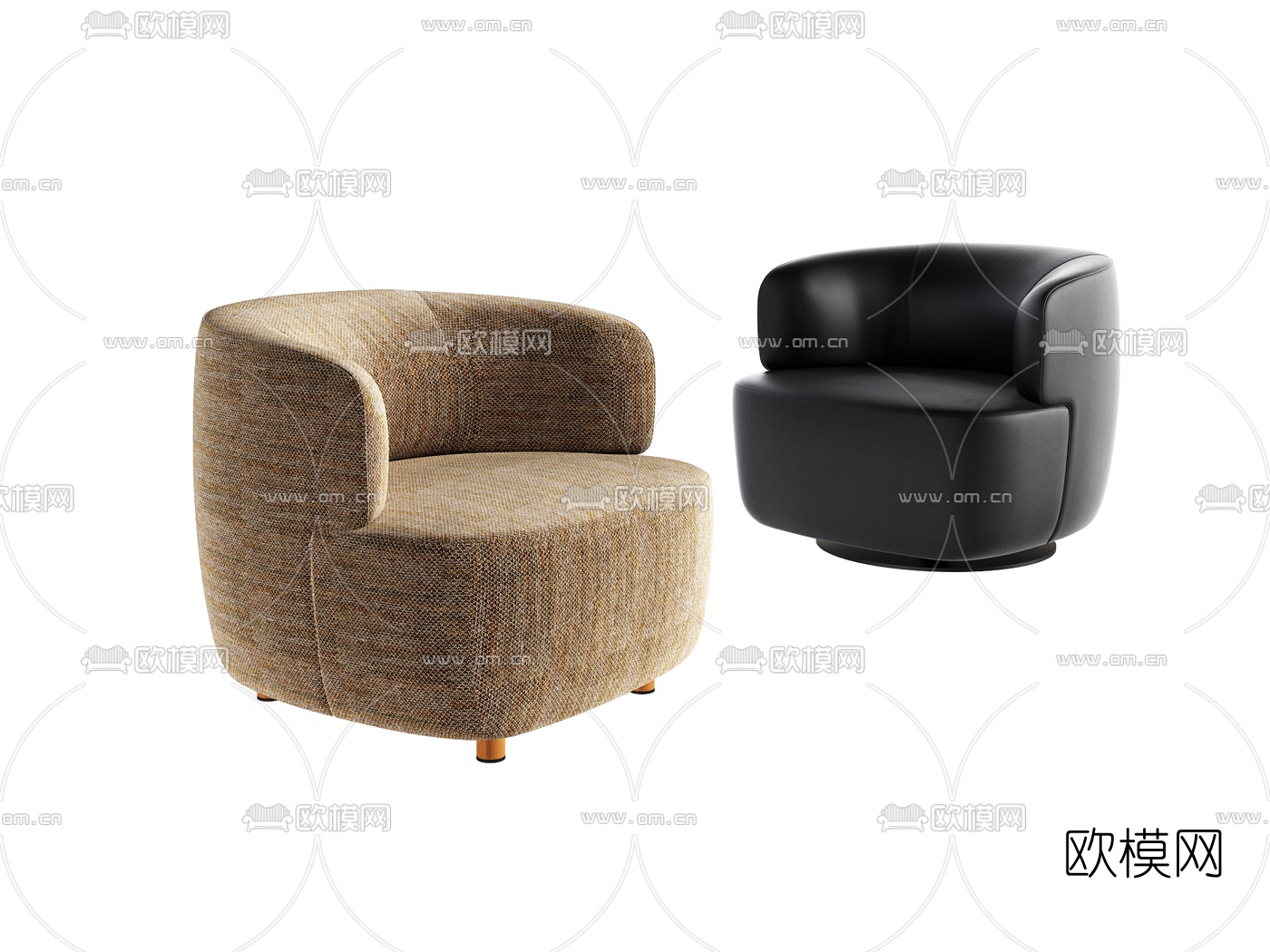 Molteni&C 现代布艺单人沙发3d模型下载