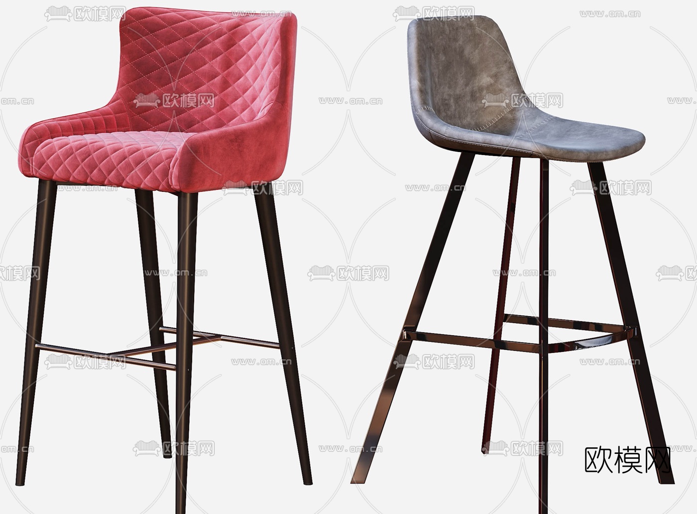 现代布艺吧台椅3d模型下载（渲染图6）