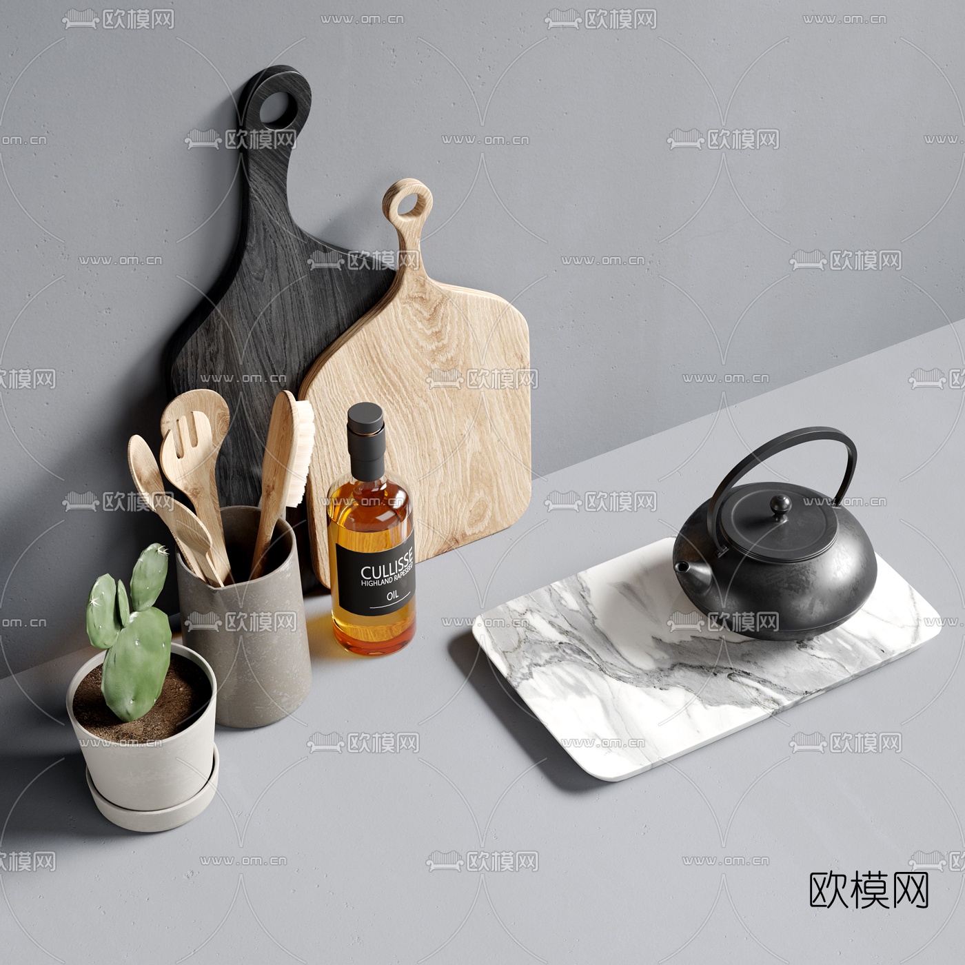 北欧砧板厨房用品3d模型下载（渲染图2）