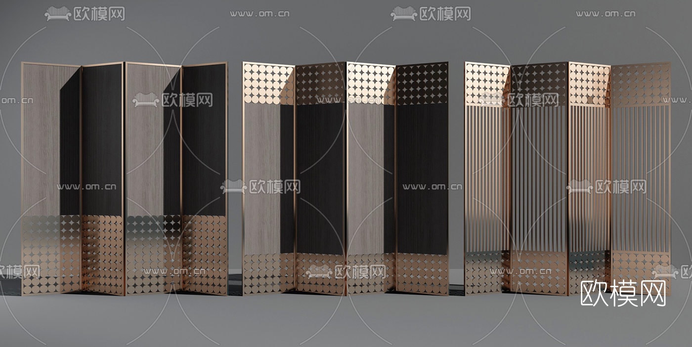 现代金属屏风3d模型下载