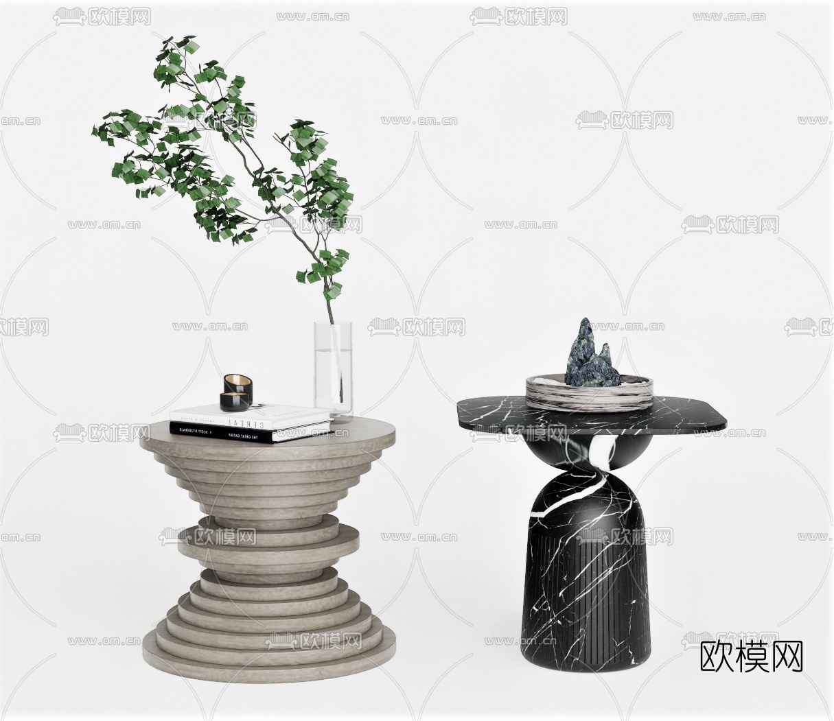 现代轻奢边几su模型下载（渲染图1）