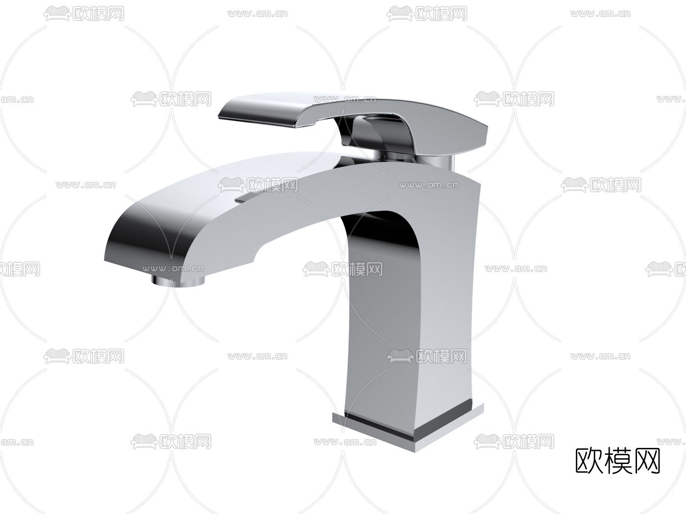 现代不锈钢水龙头3d模型下载（渲染图1）