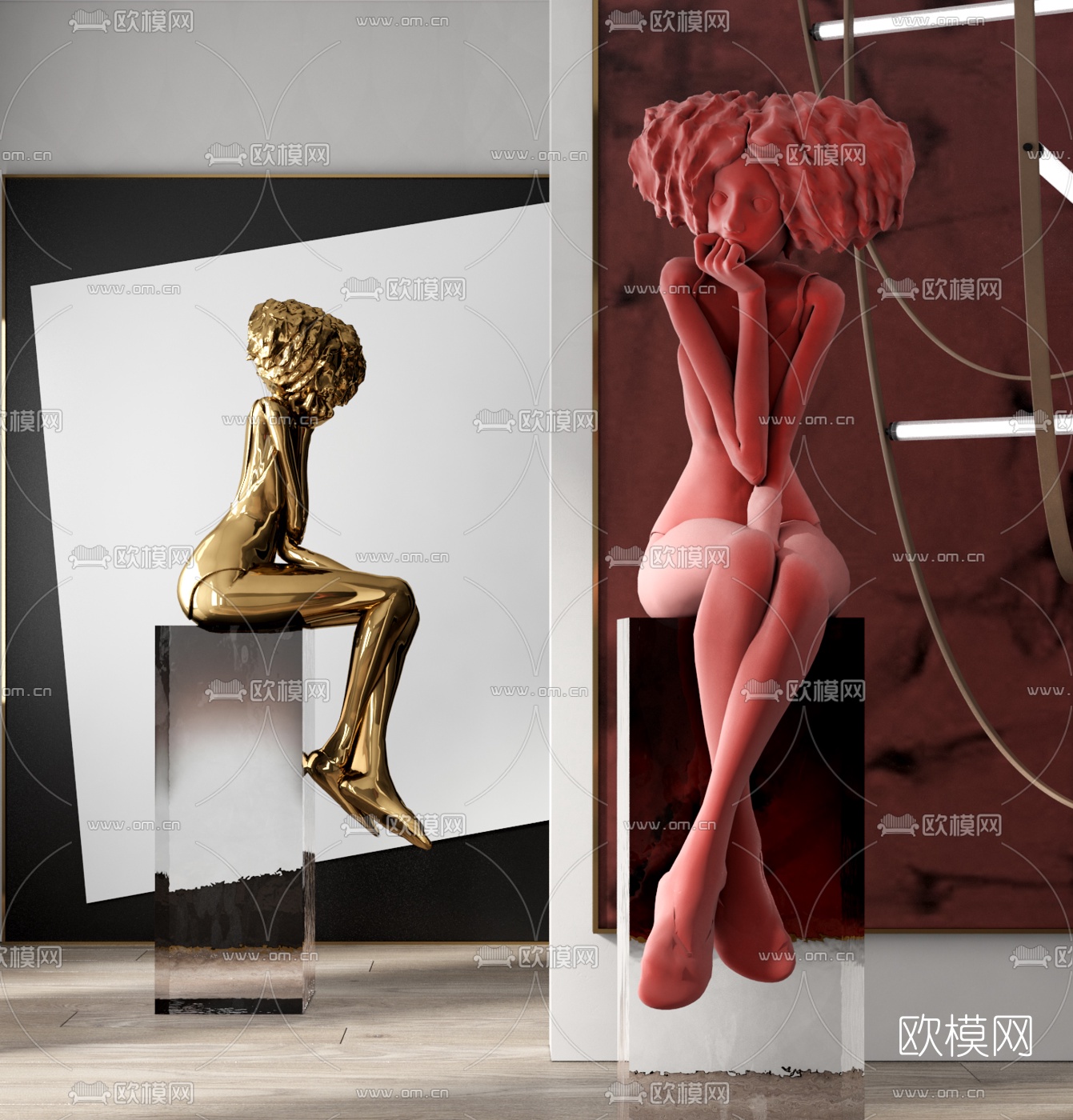 现代人物雕塑3d模型