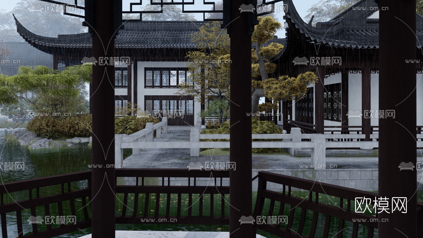中式古建园林景观3d模型